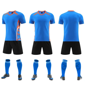 Футбольная форма для детей, мужские тренировочные костюмы с коротким рукавом, мальчики, Женская спортивная одежда для футбола Изображение