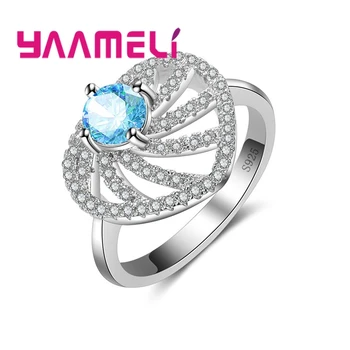 Широкое кольцо Love неправильной формы, веер из серебра 925 пробы, Модная Большая Свадебная ассоциация в простом стиле для леди Изображение