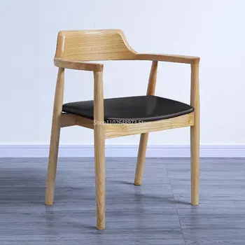 Эргономичные Кожаные обеденные стулья с подвижным деревянным акцентом, складной Трон, Обеденные стулья Дизайнерской мебели для дома Nordic Sedie Da Pranzo Изображение
