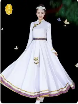 Юбка-качели для монгольской танцовщицы длинное и короткое платье для танцев этнических меньшинств Хонгян Изображение
