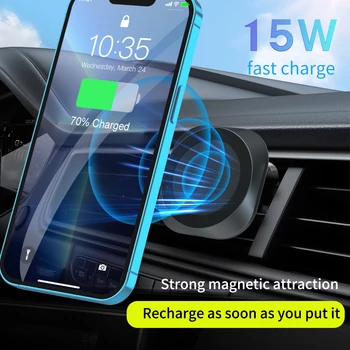 автомобильное беспроводное зарядное устройство мощностью 15 Вт с быстрой зарядкой, магнитная быстрая зарядка для iphone 12 13 14, магнитная быстрая зарядка, прямая доставка Изображение