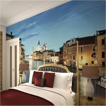 бейбехан Венеция Европейский архитектурный пейзаж, большие обои, картина для спальни, гостиная, ТВ-фон, фреска, обои Изображение