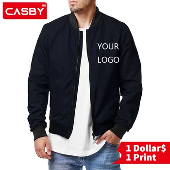 новая мужская куртка-бомбер с пользовательским логотипом, весенне-осенняя повседневная модная мужская куртка на молнии, 5Xl Изображение